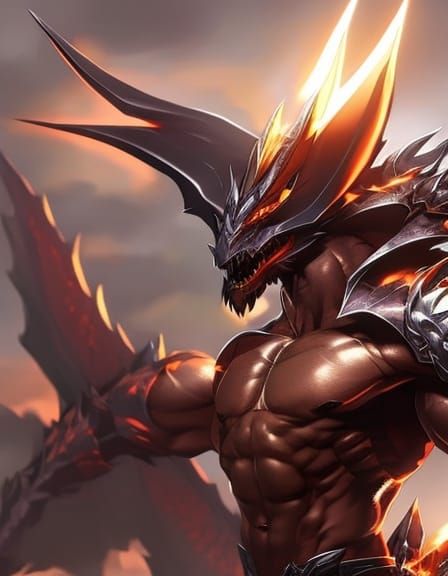 Dragon Bodybuilder at Night Market: Detailed Concept Art