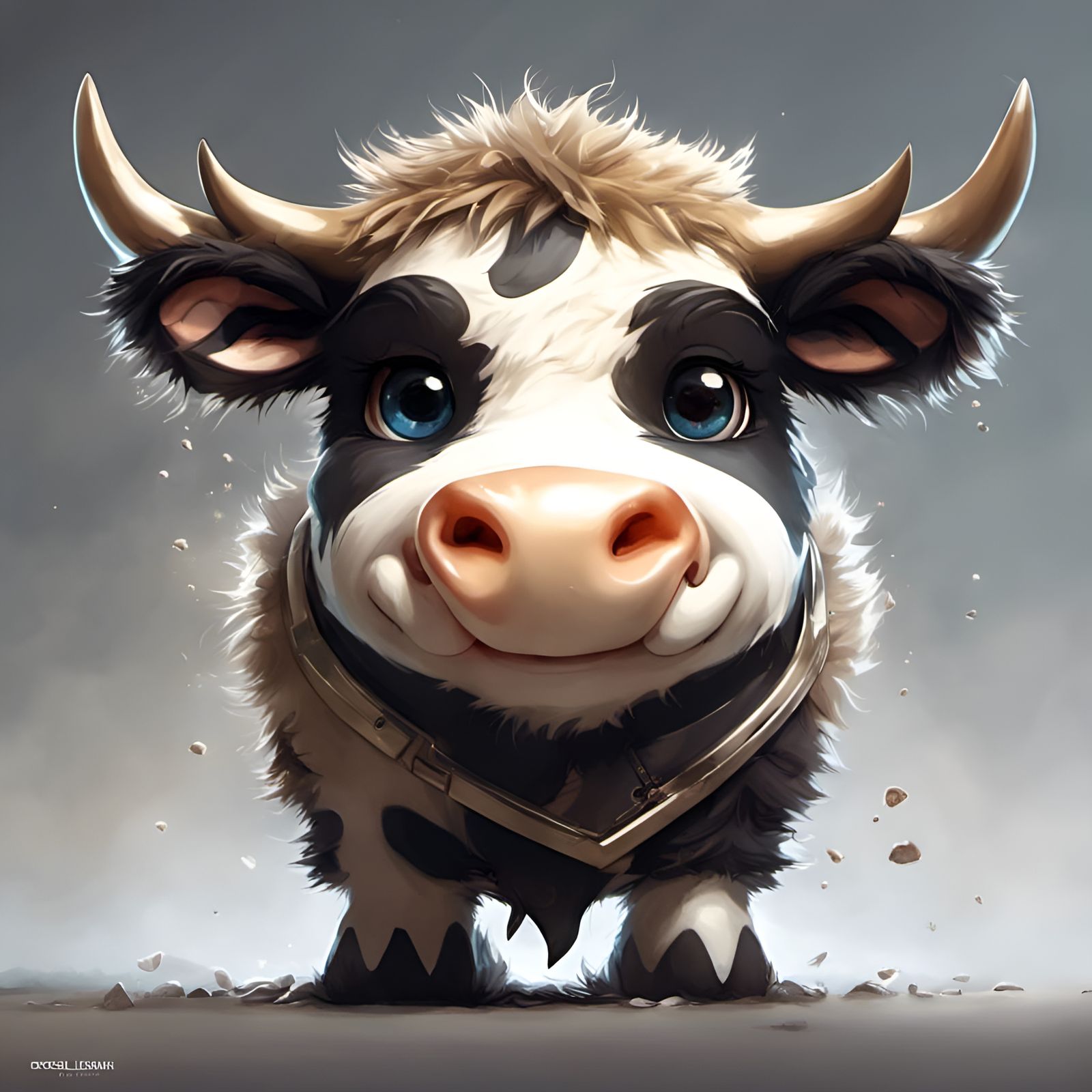 Chibi Superhero Cow with Soft Fluffy Fur