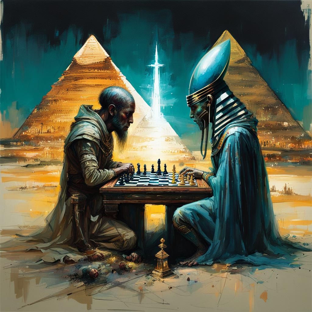 Egyptian Chess Match in a Mysterious Pyramid