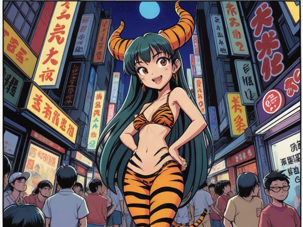Lum in Tokyo, in Vibrant Manga Style
