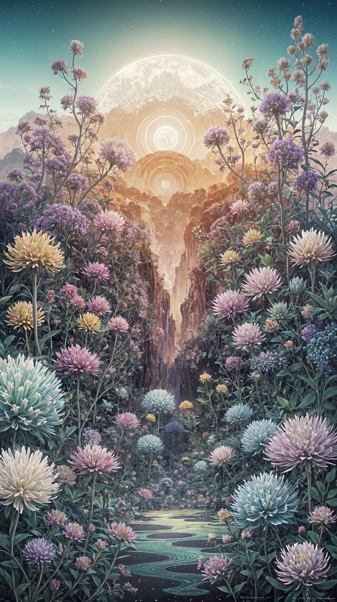 Surreal Fantasy Landscape with Intricate Details and Whimsic...