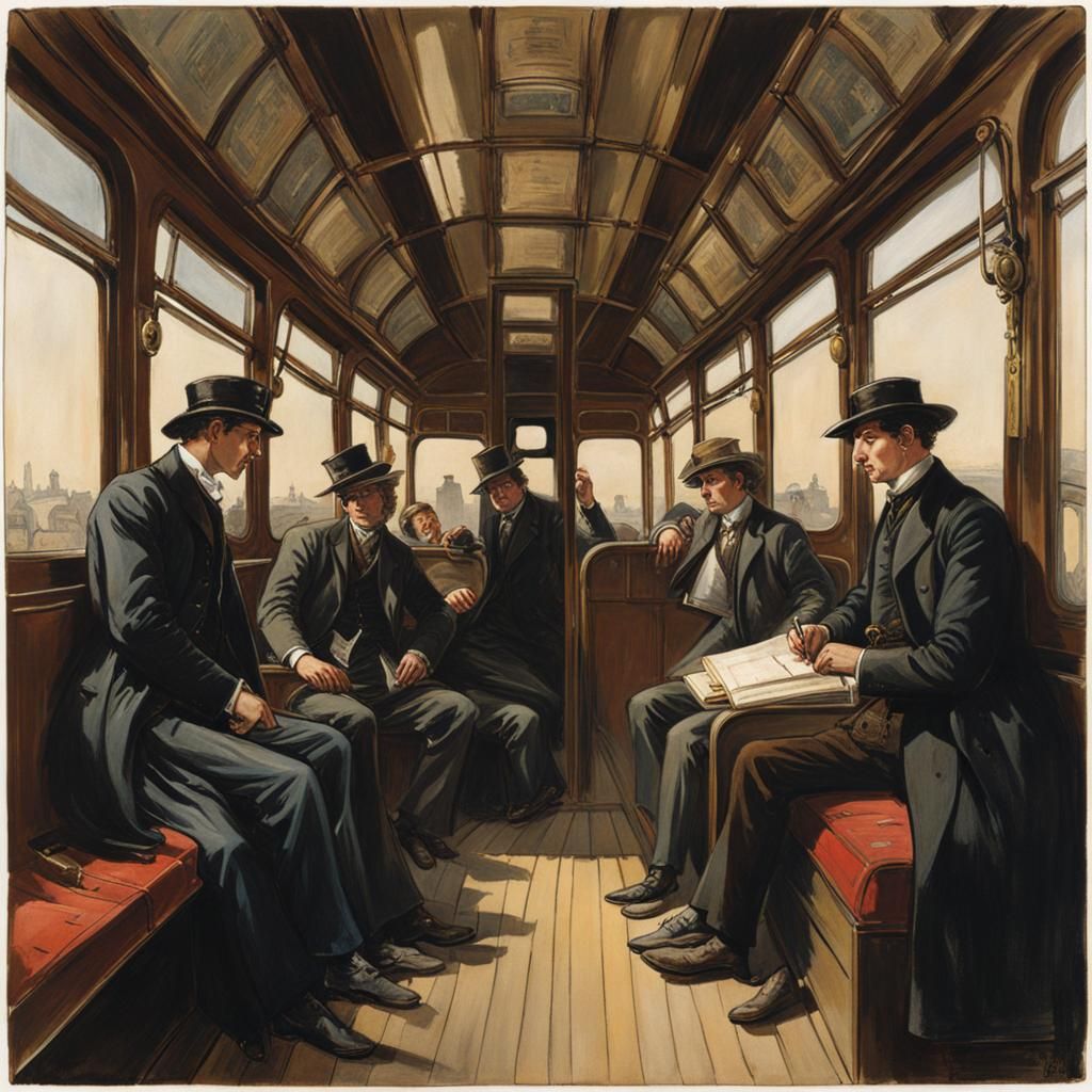 Jonathan Harker on a Train, Illustration Art