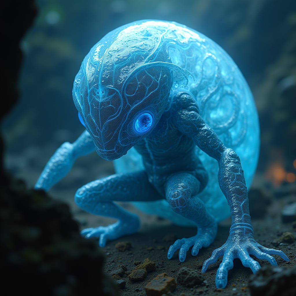 Bioluminescent Cocoon: Biomechanical Sci-Fi Art