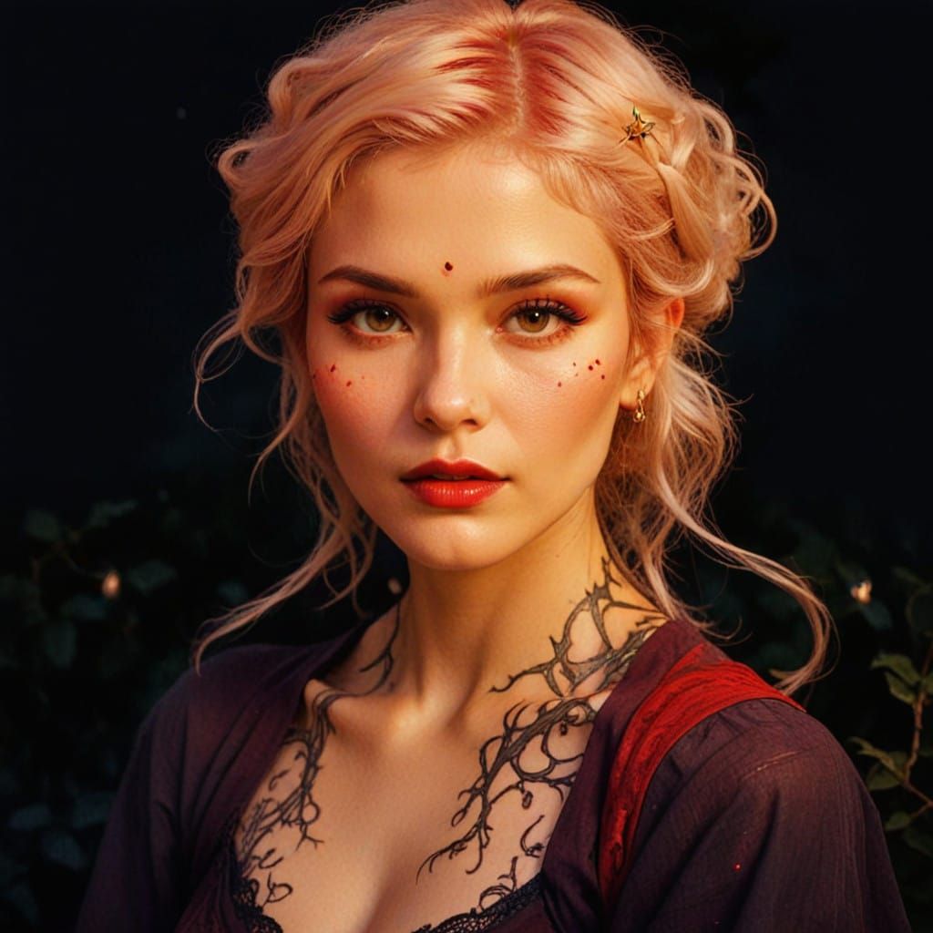 Ethereal Goddess Basks in Moonlit Garden