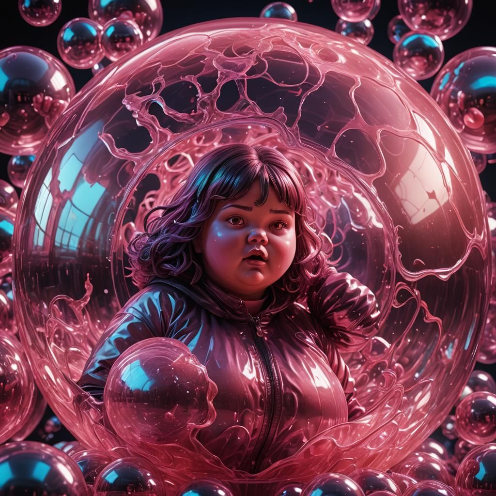 Monstrously Fat Gelatin Girl in Hyper-Realistic Digital Art