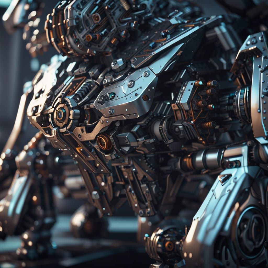Futuristic Sci-Fi Mech in Polished Metal, 8K