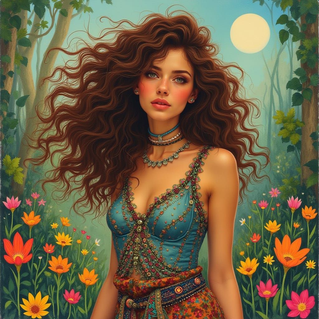 Dreamlike Goddess in Whimsical Wonderland