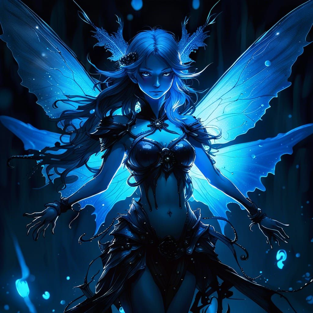 Bioluminescent Fairy Surrounded by Dark Magic