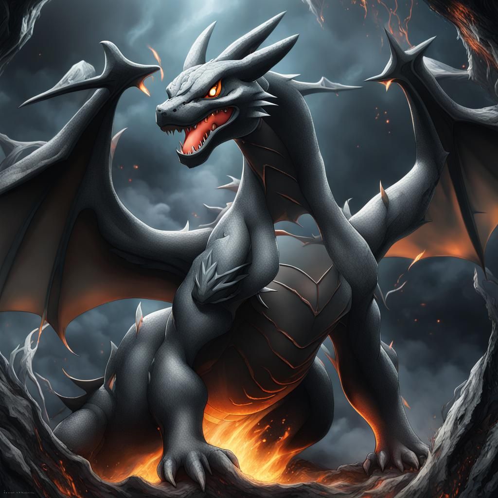 Epic Dark Gray Charizard with Intricate Details