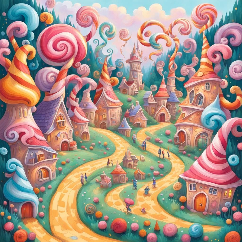 Whimsical Wizard Apprentice in Candyland Gouache Art