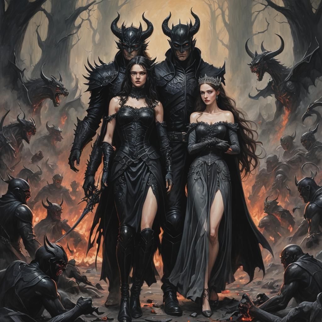 Dark Fantasy: Two Warriors Protect the Princess