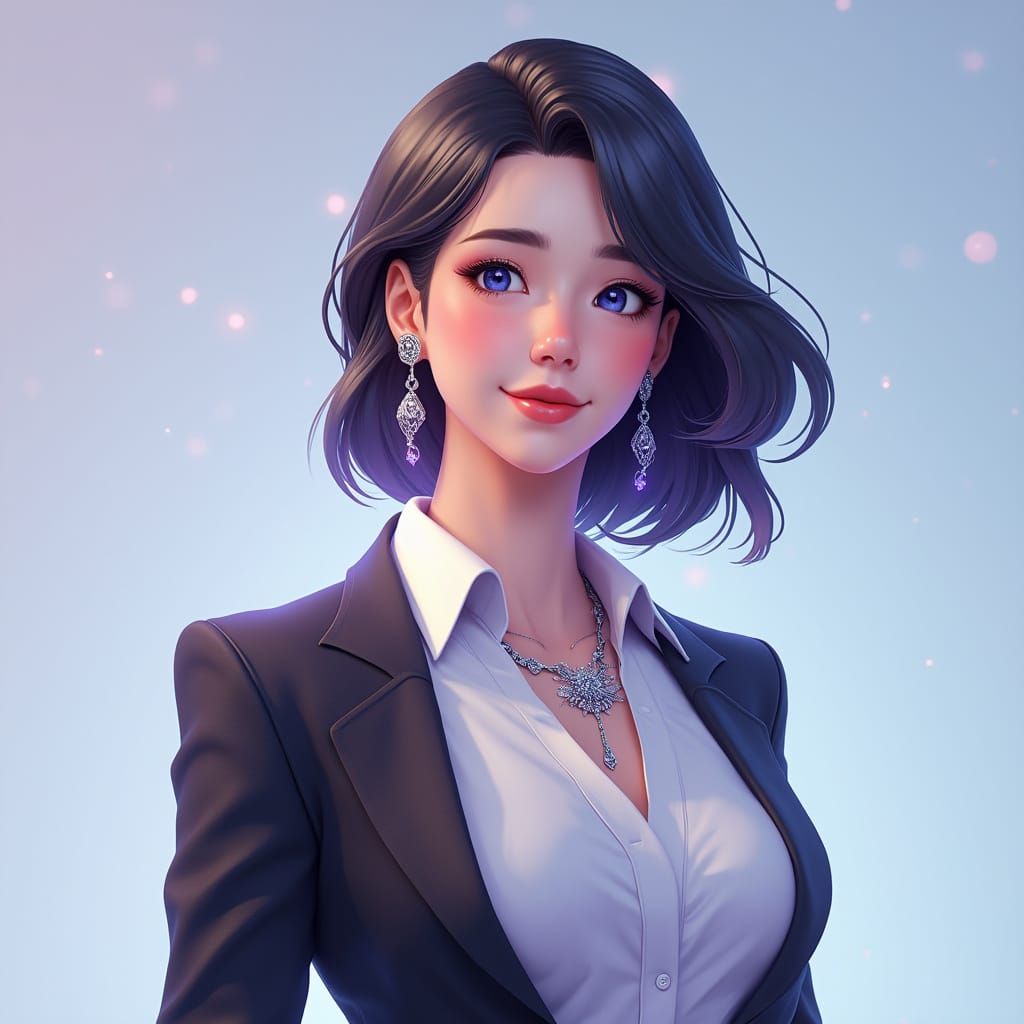 Hyperrealistic Portrait of a Modern Educator with Futuristic...