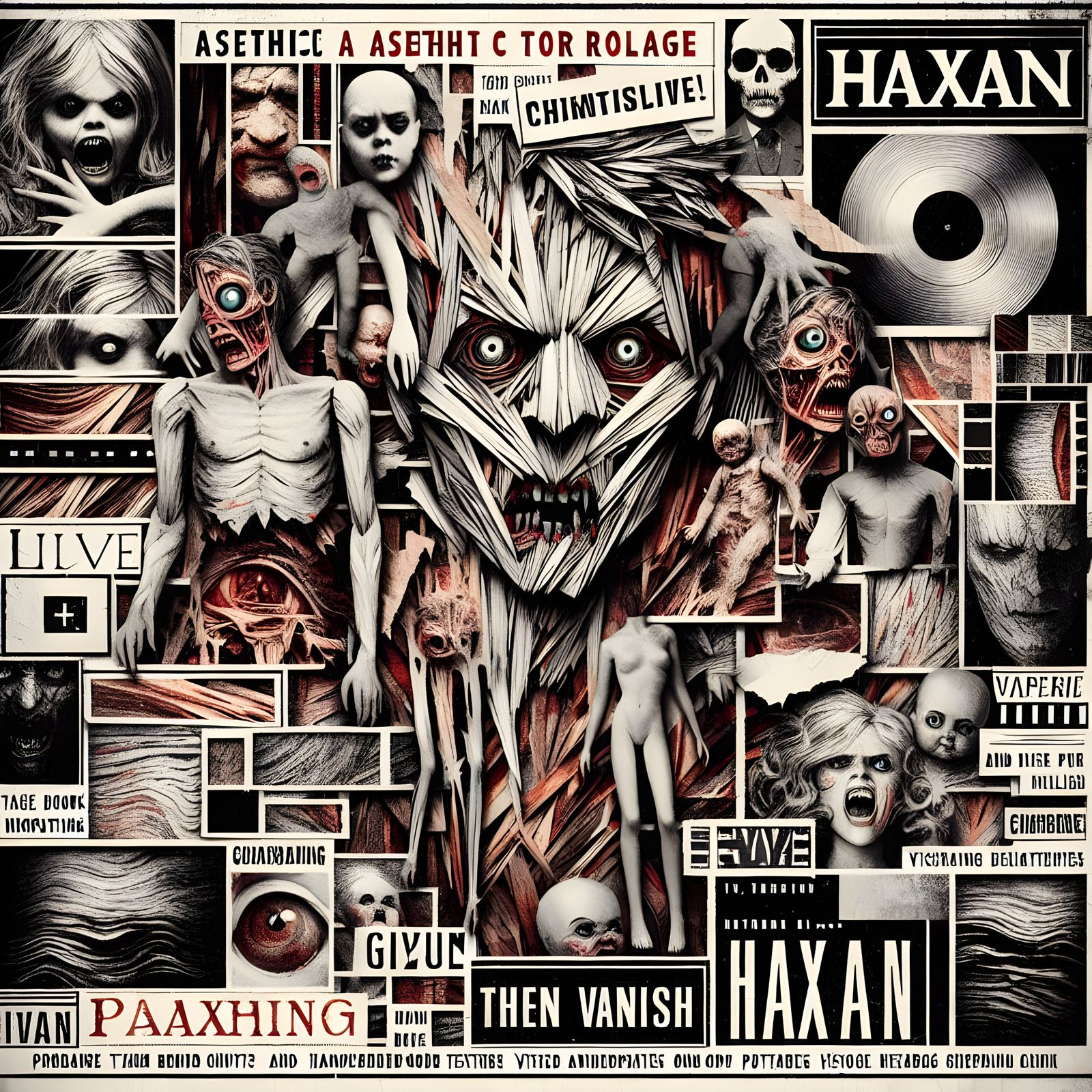 Disturbing Surreal Horror Collage in Propaganda Style