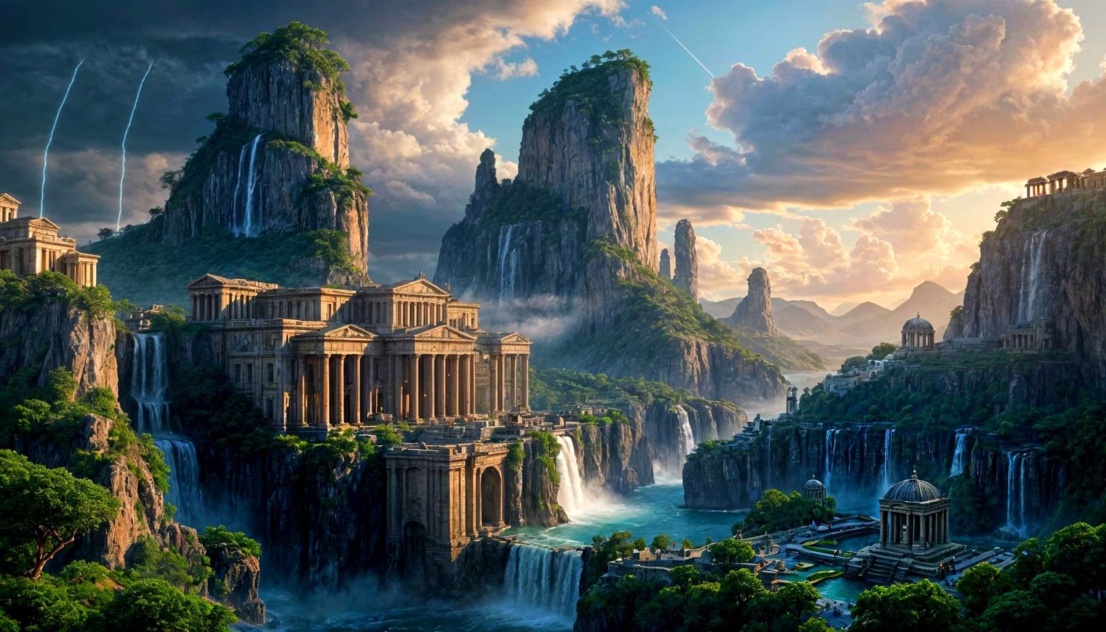 Majestic Floating City with Greek Architecture