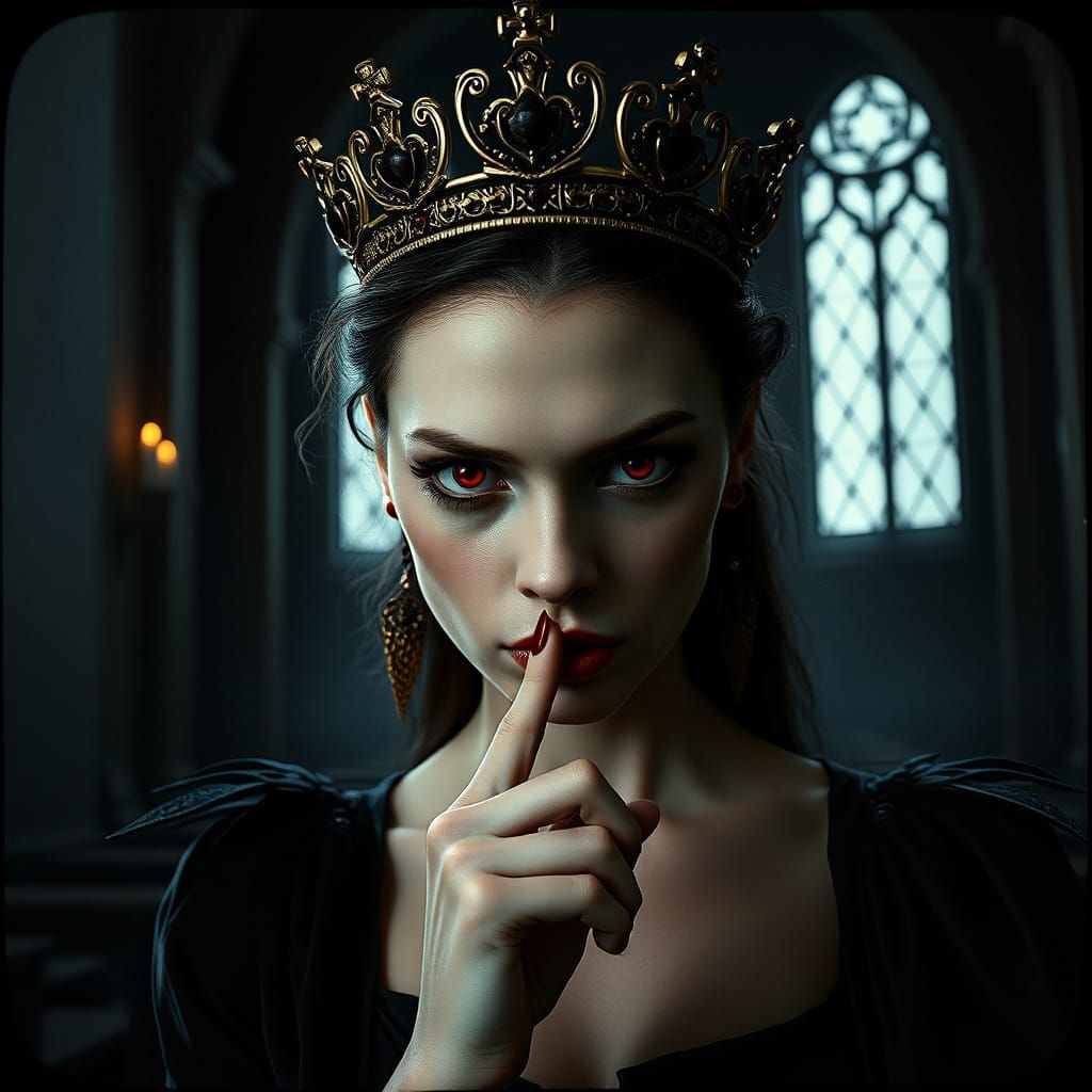 Ethereal Vampire Queen in Haunted Cathedral