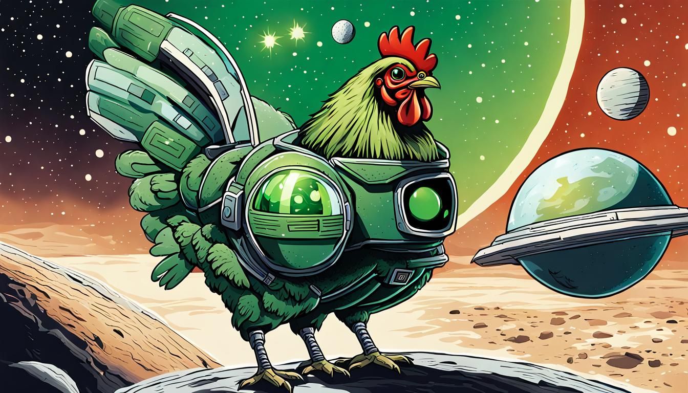 Alien Chicken Explorer in Space Poster