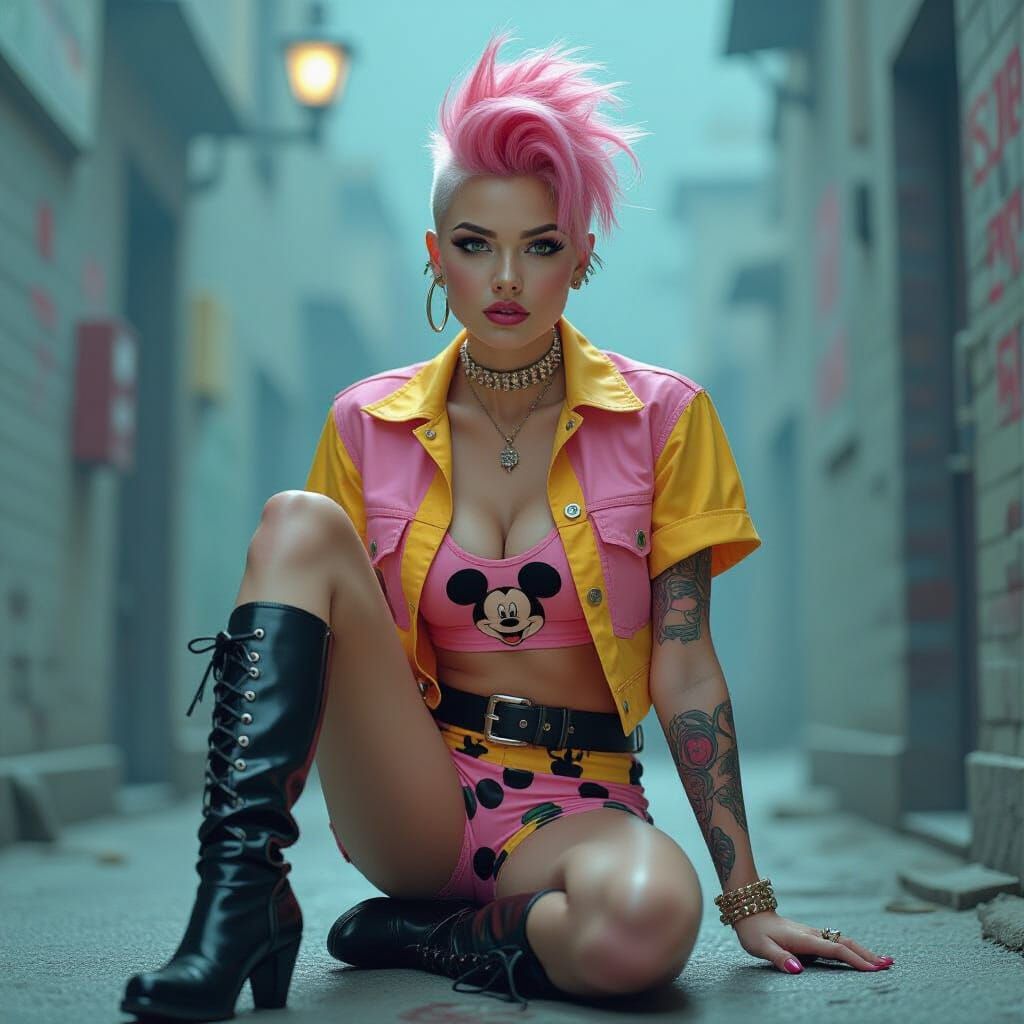 Punk Woman in Atmospheric Digital Matte Painting