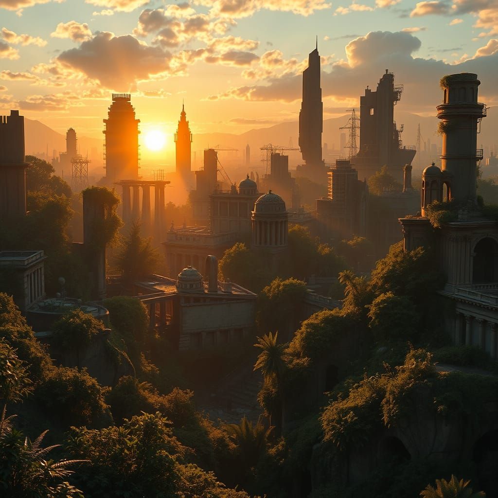 Earth Reclaimed by Nature in Dramatic Sunset