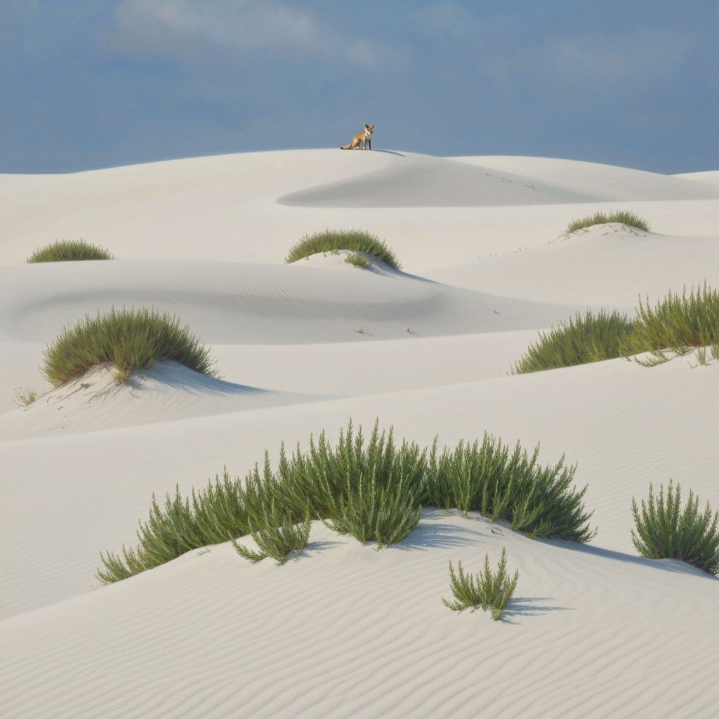 White Sand Desert Kit Fox in Oil Painting