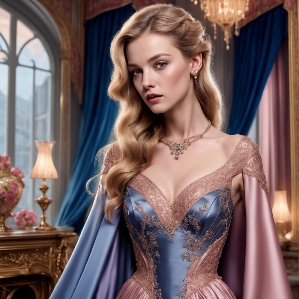 Haute Couture Evening Gown in Luxurious Silk Fabrics