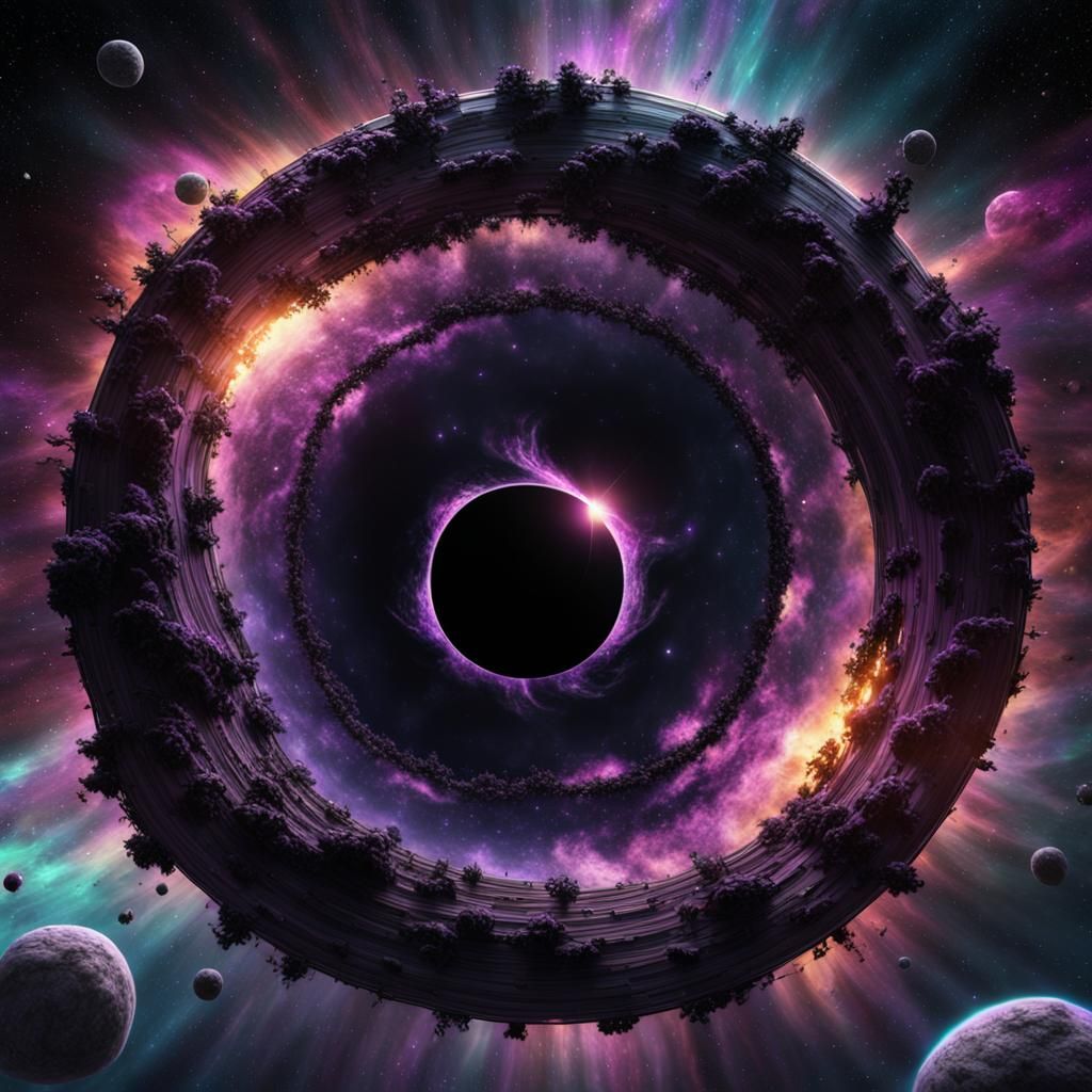 Purple Nebula with Black Hole: Digital Matte Painting