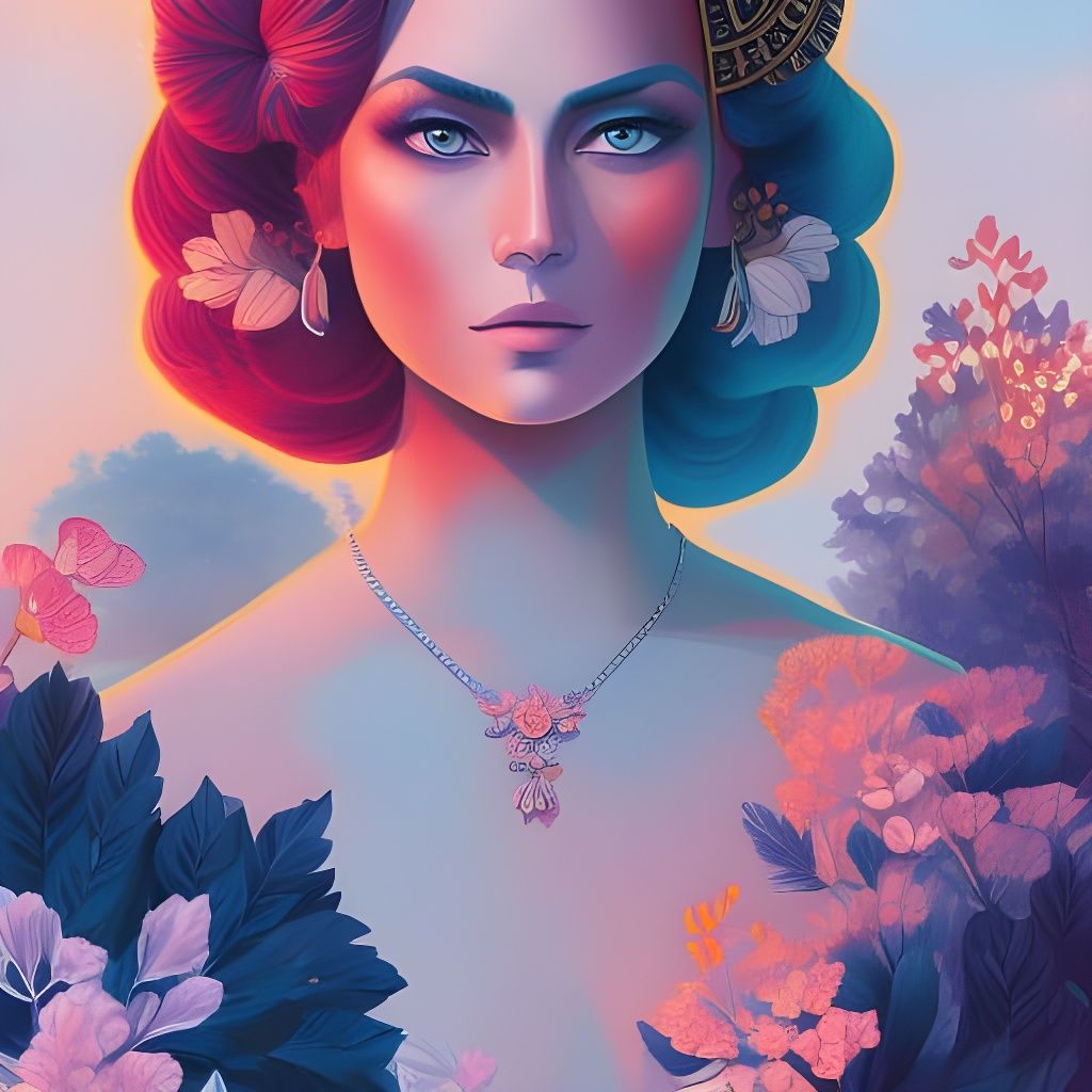 Beautiful Woman Portrait in Dripping Ink Style