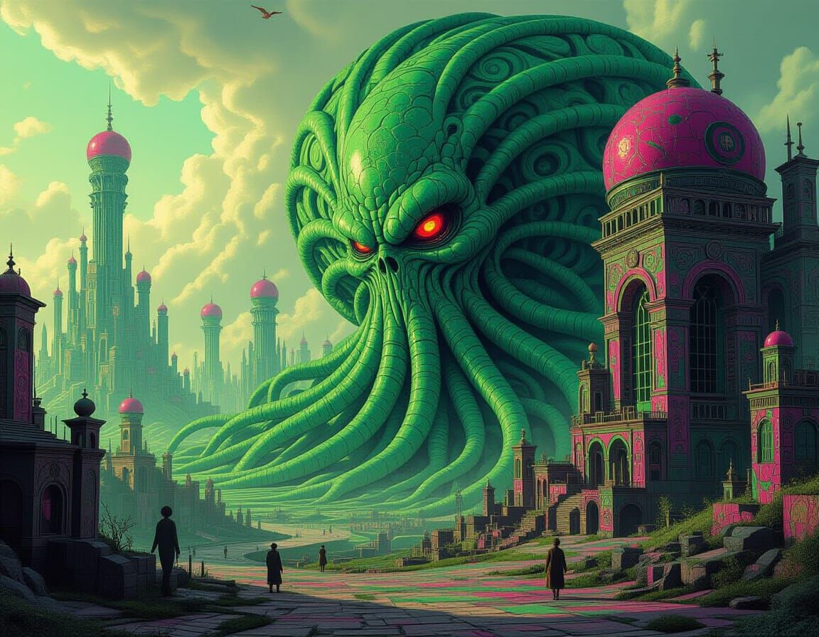 Eldritch Landscape Art in Giger & Beksinski Styles