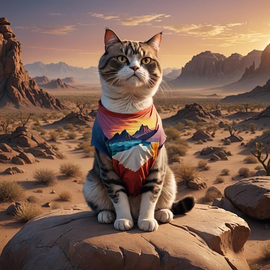 Grumpy Cat at Sunset: Detailed Matte Painting