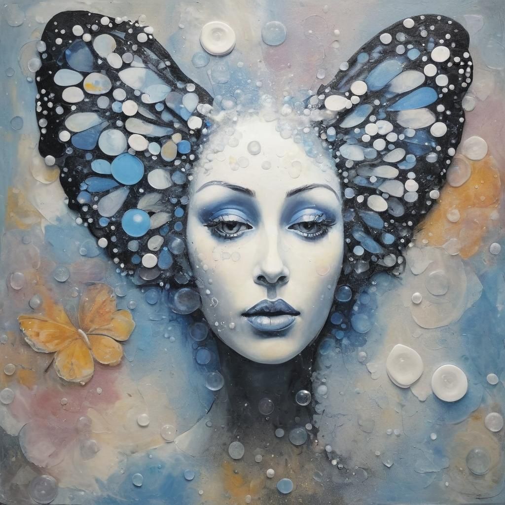 Butterfly Goddess of Hope in Abstract Bubble Art