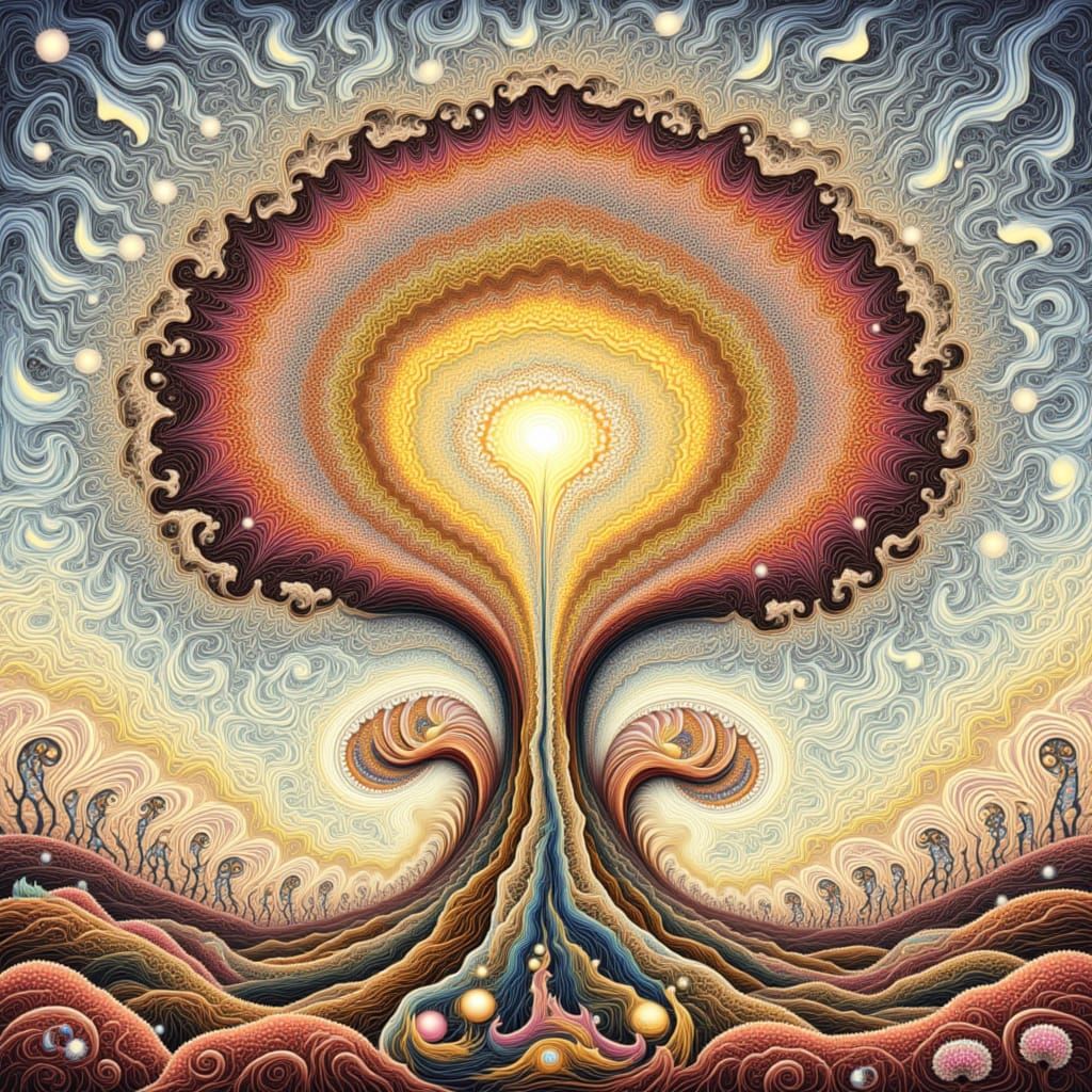 Floating Rainbow Fractal Island in the Sky