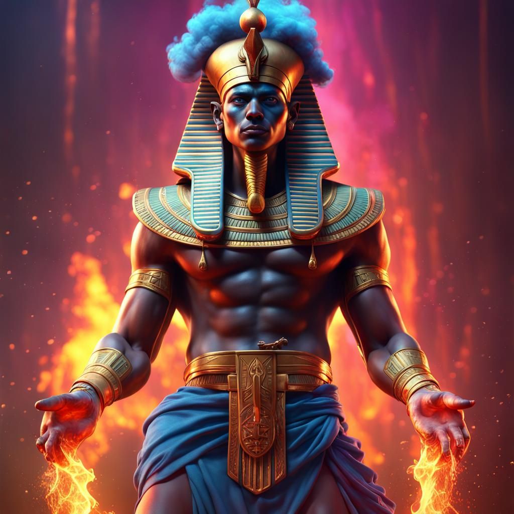 Egyptian Fire God in Hyper-Realistic Art