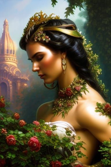 Flower Skull Woman: Detailed Fantasy Portrait