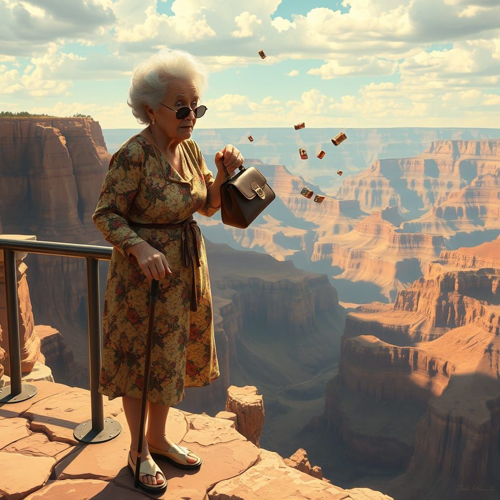 Grandma's Grand Canyon Mishap: Matte Painting