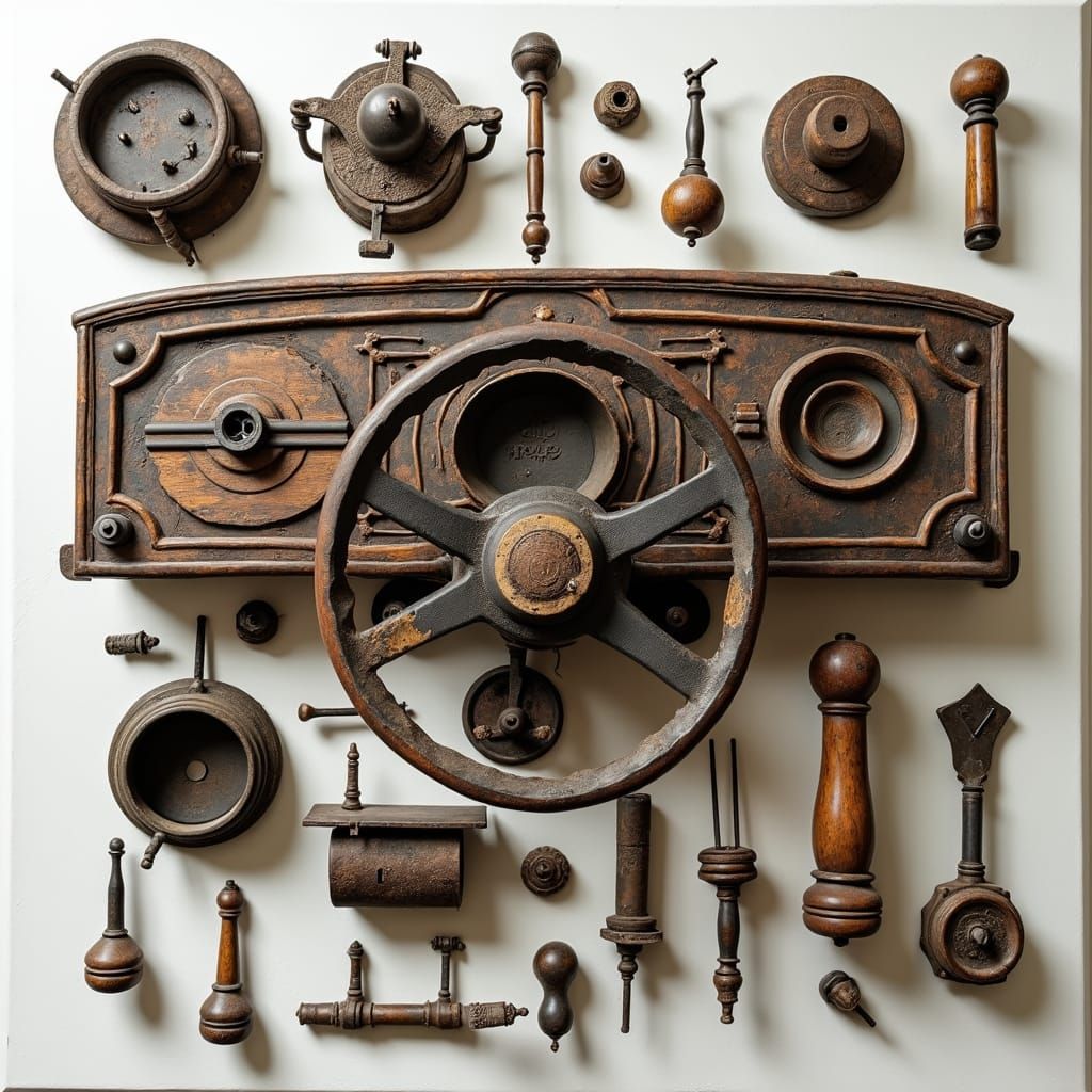 Vintage Car Parts Medley on Canvas