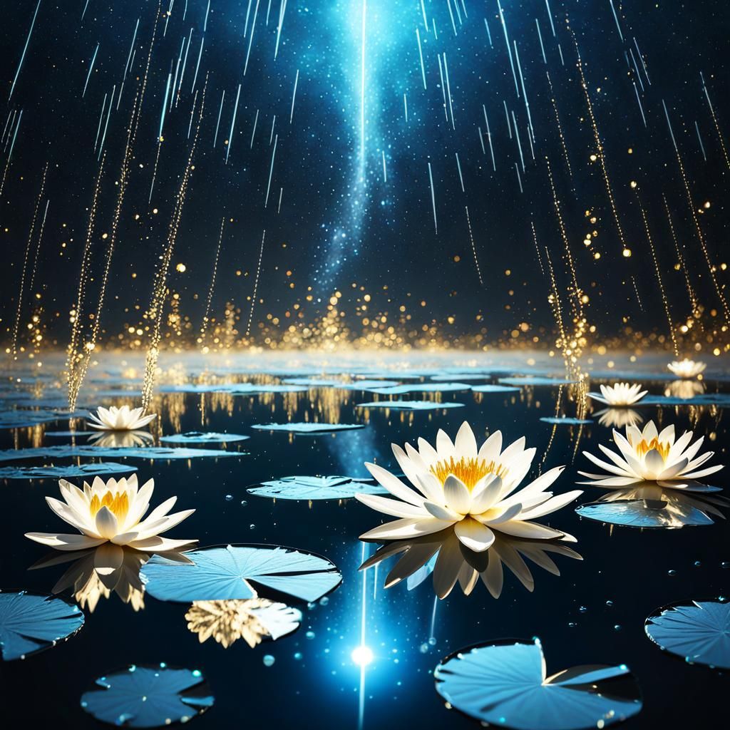 Bioluminescent Crystal Lily in Glitter Rain