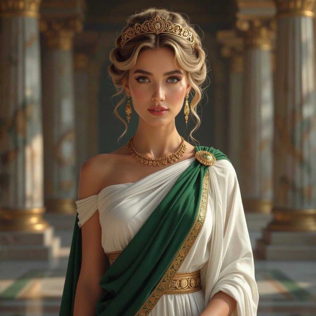 Eupraxia, Greek Goddess of Success, in Ancient Temple