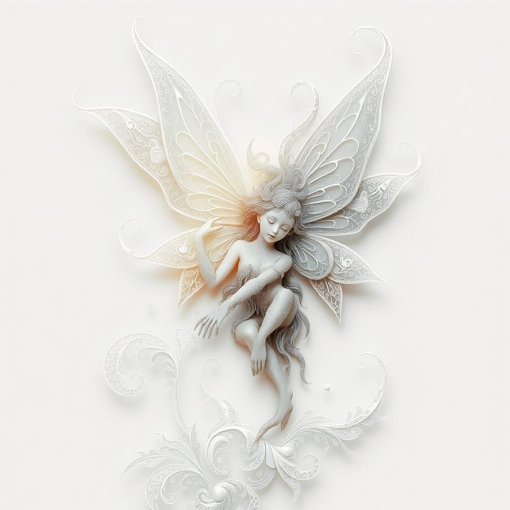 Ethereal Fairy in Dreamy Zentangle Landscape