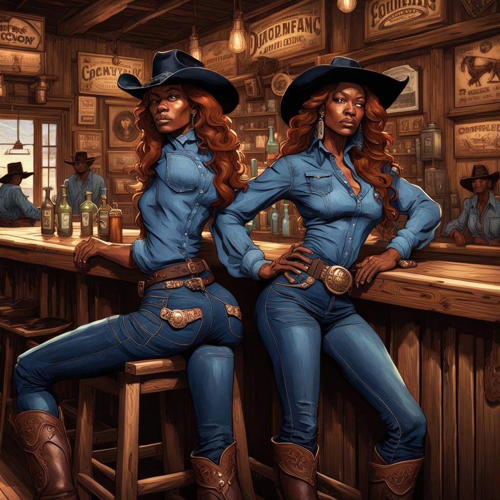 Copper-Haired Women at Saloon, Hyperdetailed Portrait