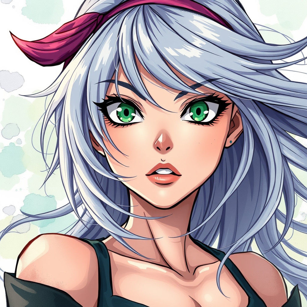 Dynamic Anime Heroine with Emerald Eyes