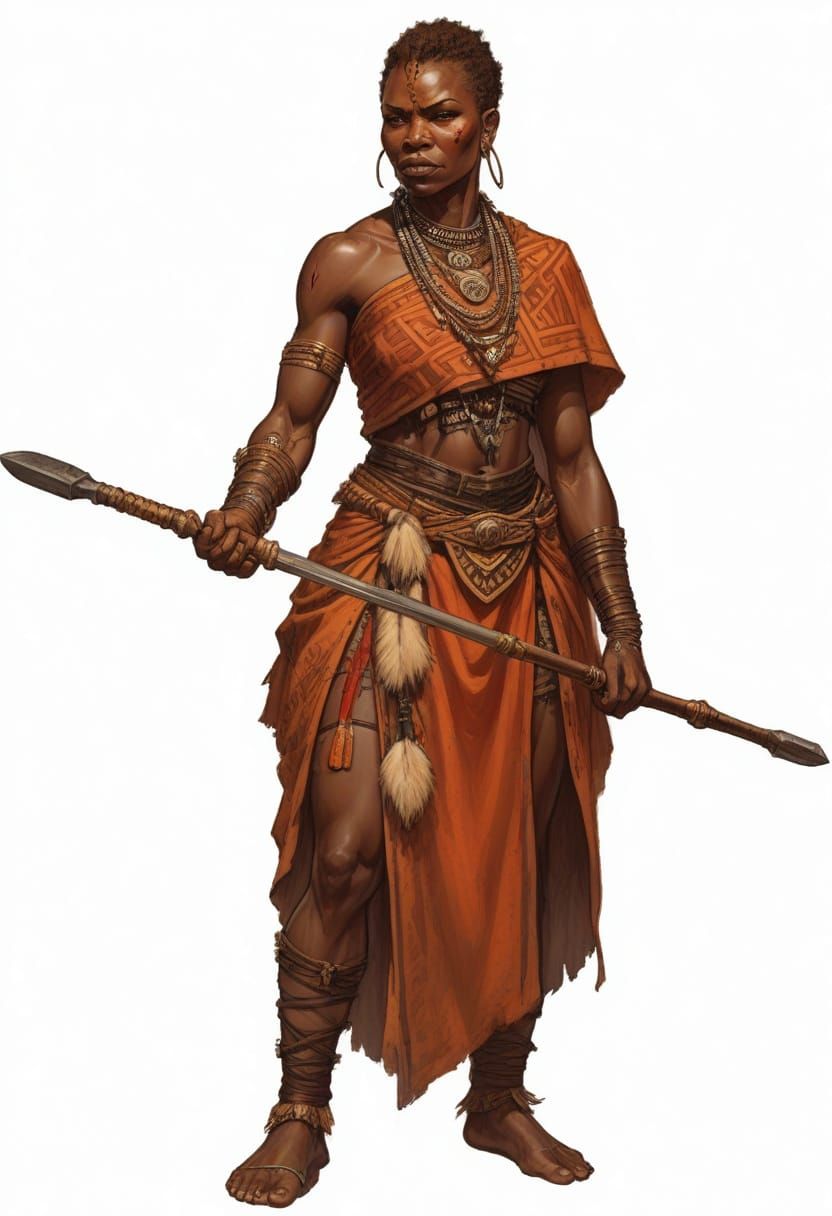 Zulu Warrior Woman in Heroic Fantasy Style