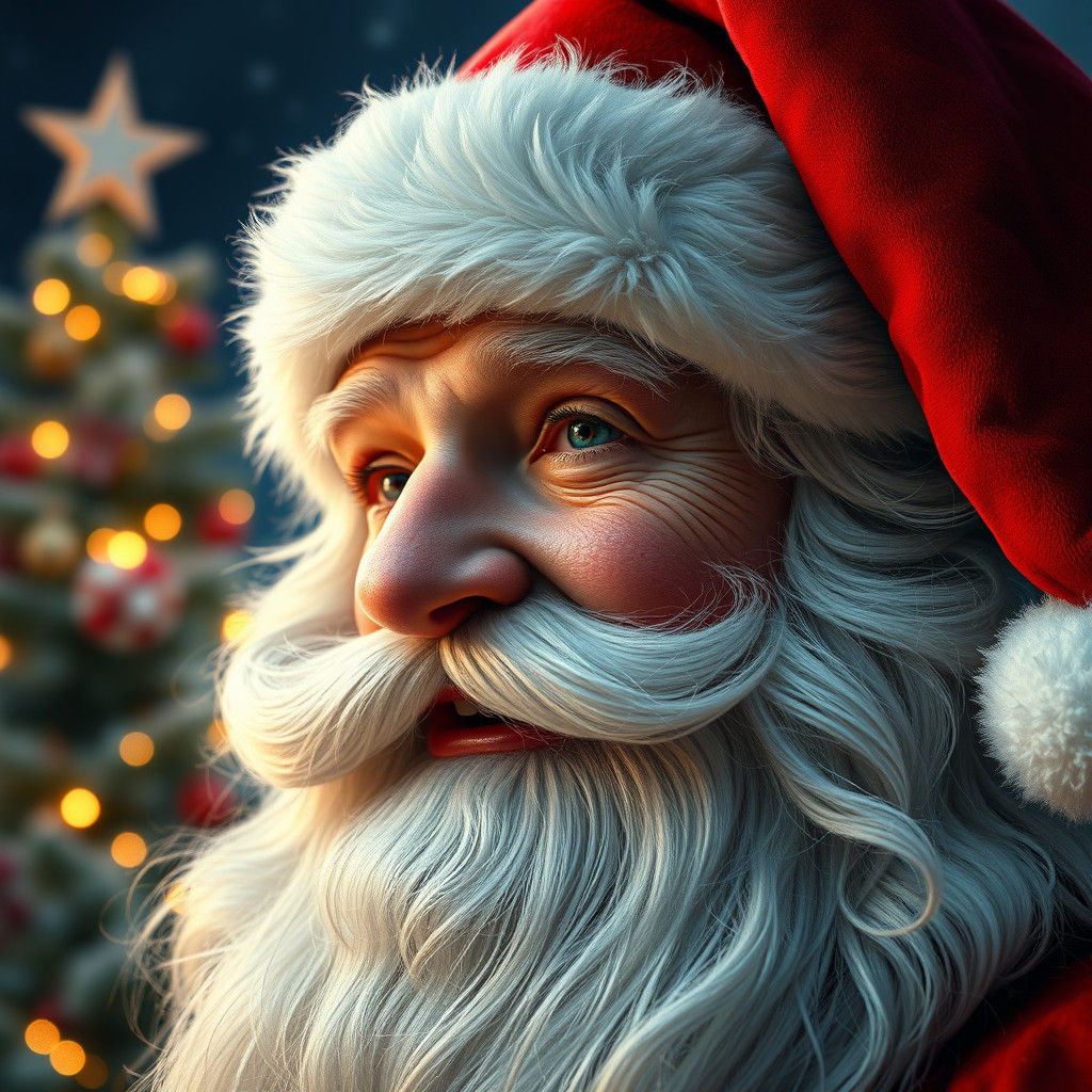 Detailed Close-Up of Santa in Matte Painting Style