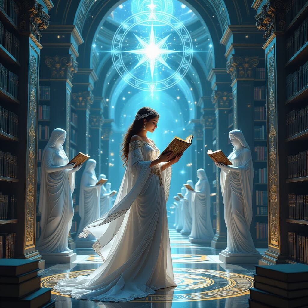 Celestial Library: Gods, AI, and Starlight Tomes