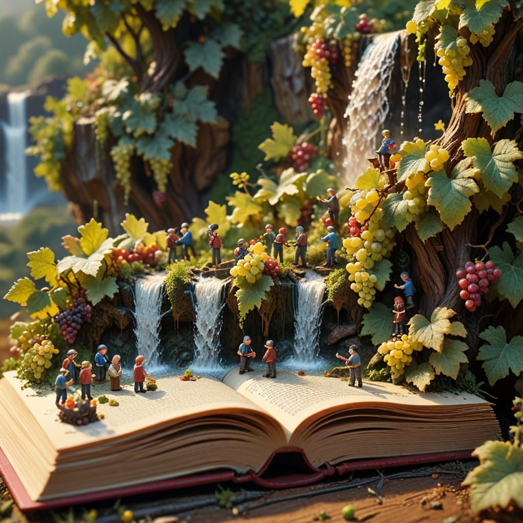 Hyper-Realistic Vineyard Diorama at Golden Hour