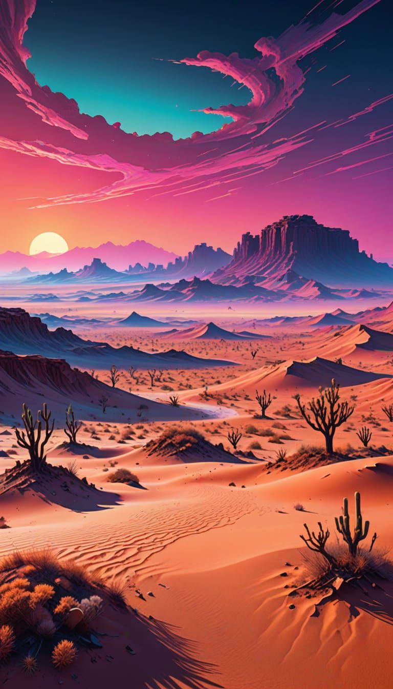 Glitchcore Desert Dreamscape in 8K Resolution