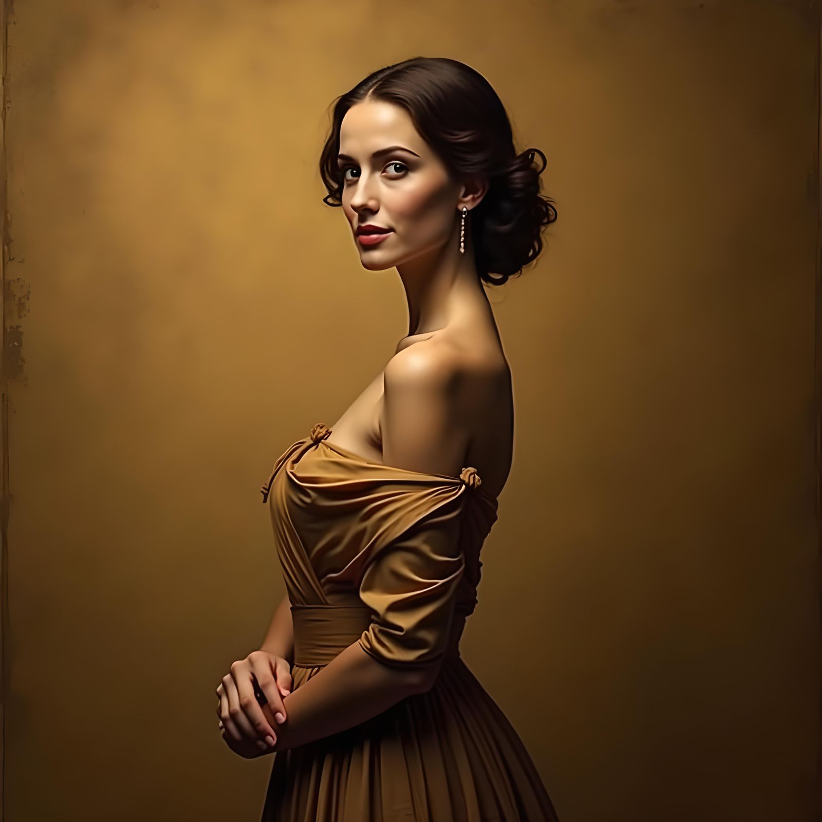 Smiling Woman Portrait in Renaissance Style