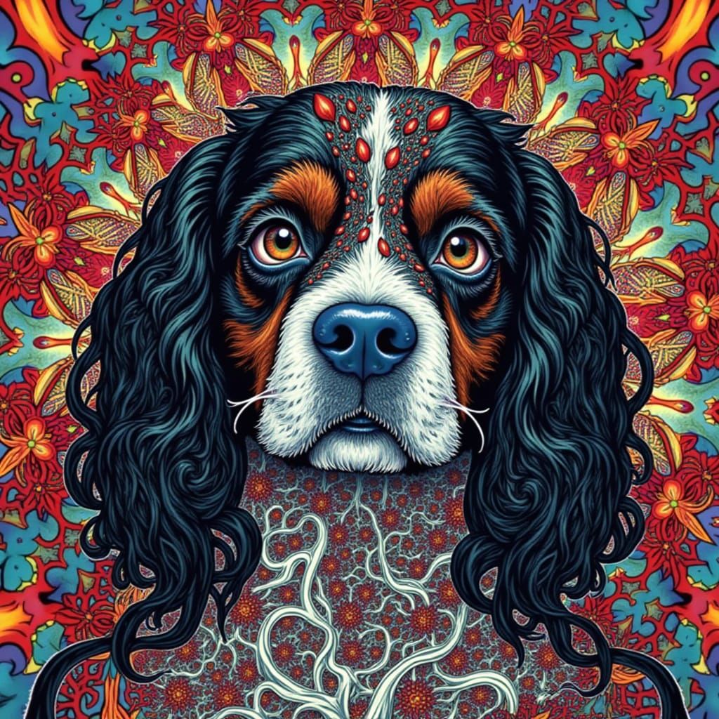 Vibrant Psychedelic Portrait of a Regal Figure