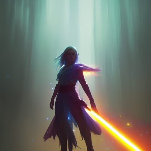 Rainbow Brite as Jedi Knight, Dark Fantasy Art