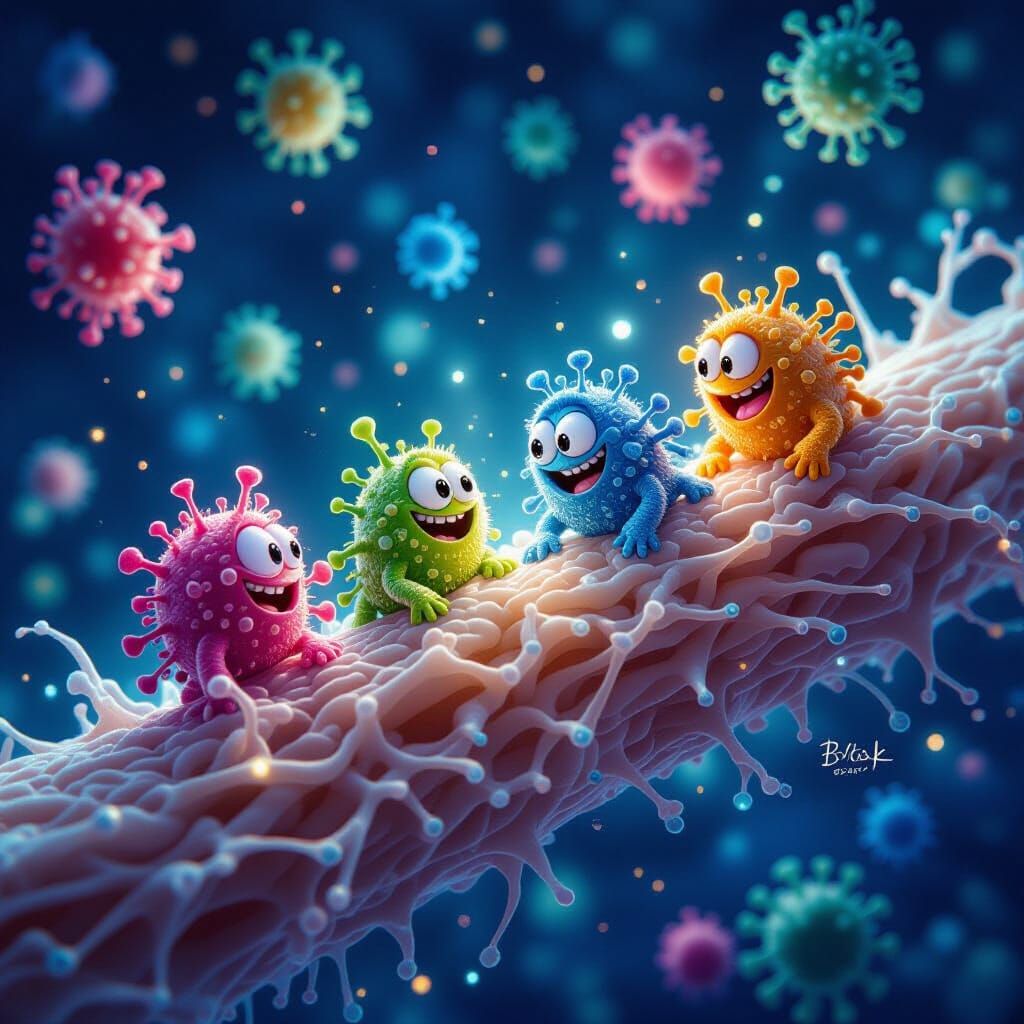 Microscopic Germs Play Hide-and-Seek on Hair Strand