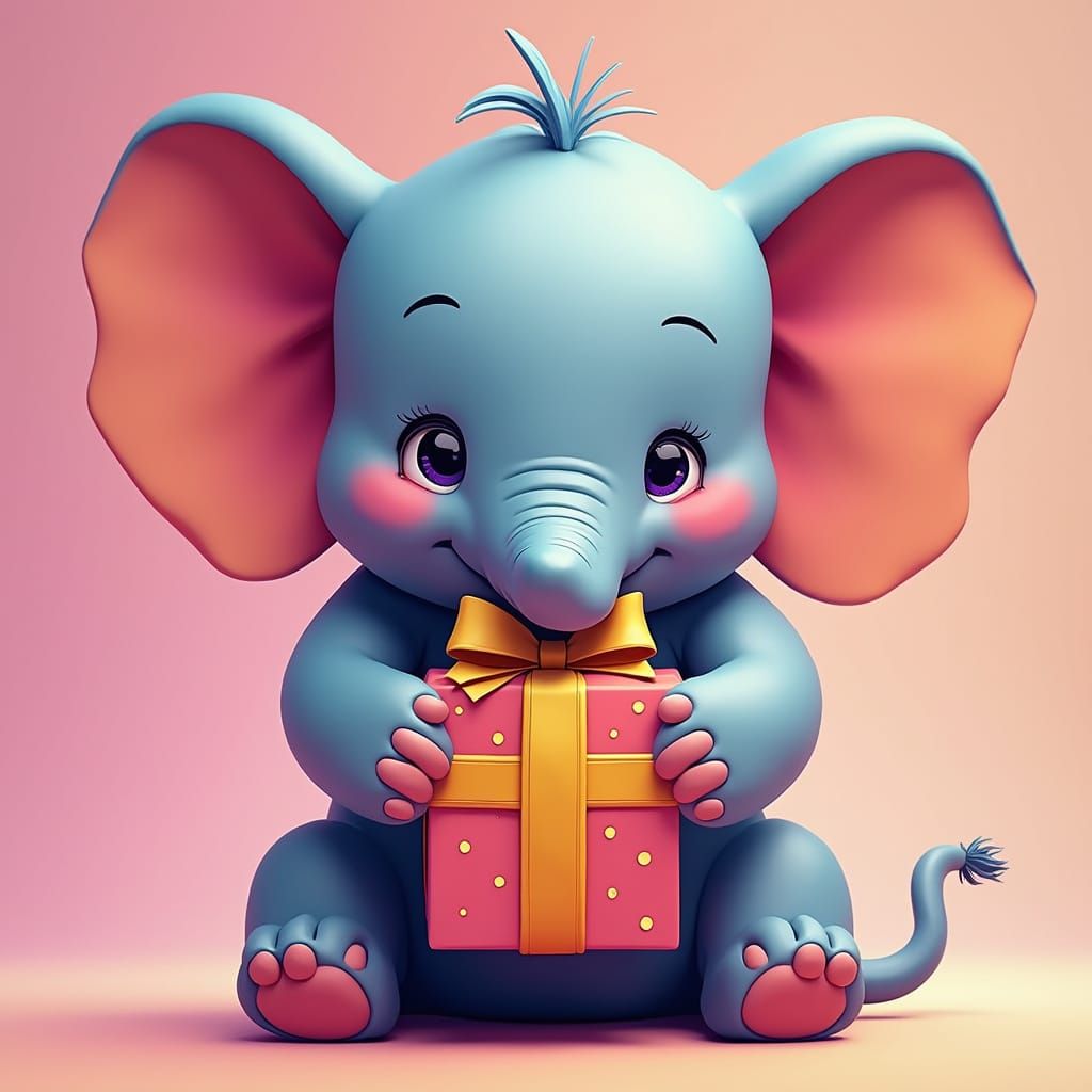 Pop Art Swinki Mascot with Gift, Golden Ratio