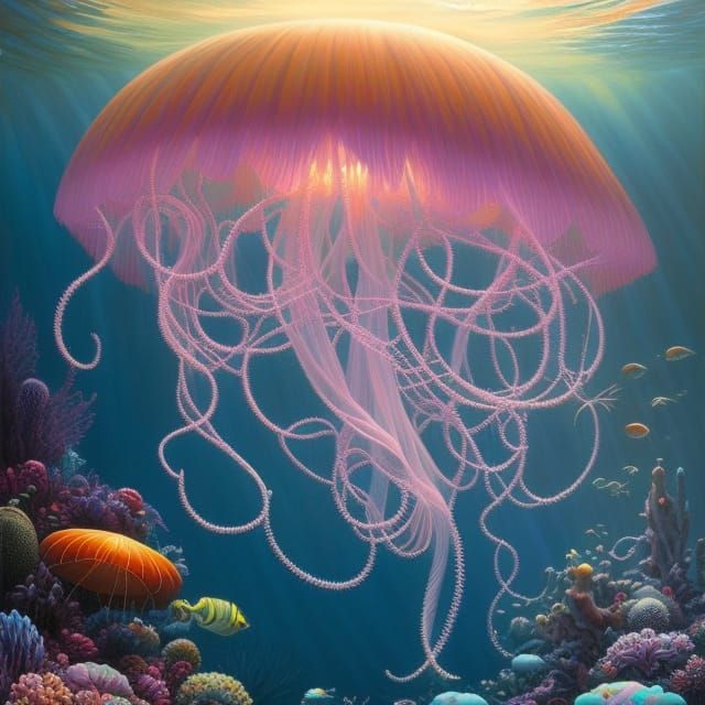 Luminescent Jellyfish in a Magical Underwater World